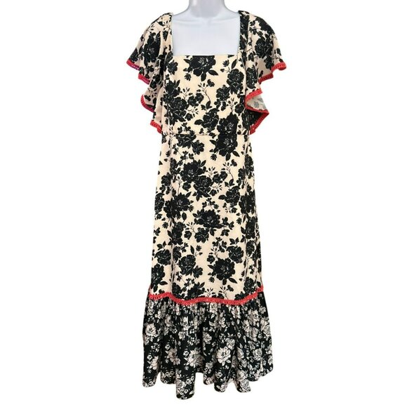 NWT Sachin & Babi Cream Black Bohemian Romantic Floral Maxi Camryn Gown Size 10 - Picture 1 of 7